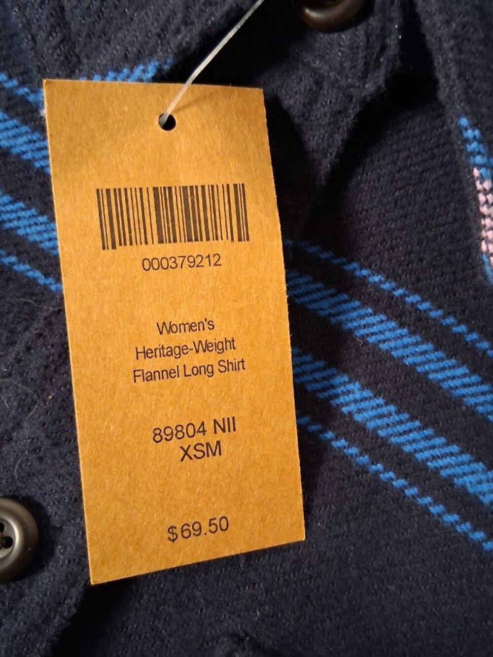 Duluth Trading Co Flannel Shirt Women XS Heritage Weight Stripe Blue Shacket New - Picture 8 of 13